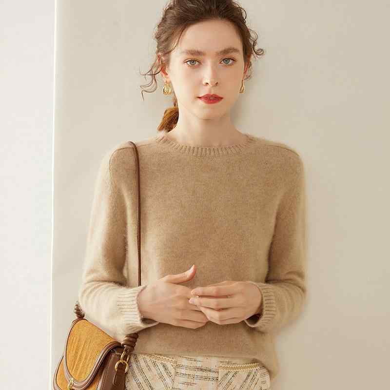 ニット レディース 女性用 クルーネック ラウンドネック 厚手 肉厚 あったか 保温 防寒 ウール プルオーバー ショート丈 短め 大きいサイズ ゆったり オーバーサイズ 無地 カジュアル 普段使い 秋冬 トップス｜おうち健康生活