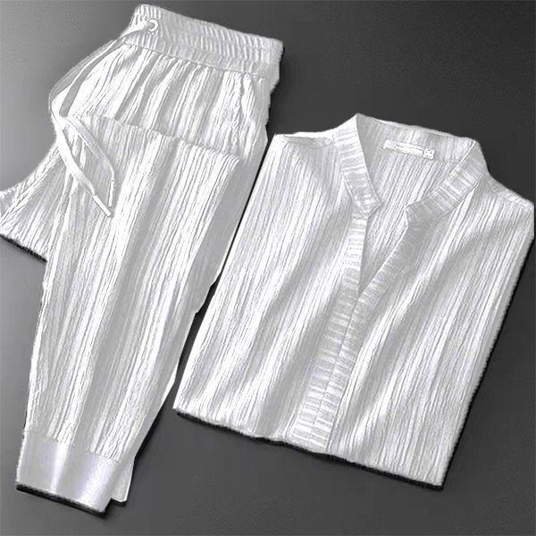 カジュアルセットアップ メンズ 接触冷感 半袖 Tシャツ 九分丈パンツ 無地 軽量 薄手 ツーピース 吸汗速乾 通気性 おしゃれ 上品 コットンブレンド スポーツ 普段着 部屋着 春夏