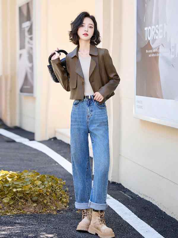 ジャケット レディース 秋 韓国 PUレザー ショート丈 スリムフィット 細見え おしゃれ 上品 シンプル 長袖 ファスナー付き 襟付き カジュアル アウター 合皮 ブラック レッド ブラウン｜おうち健康生活