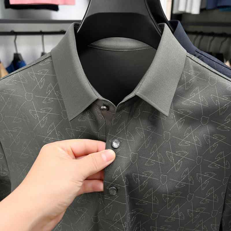 POLOシャツ メンズ トップス 半袖 接触冷感 薄手 襟付き ストライプ 再生繊維 ポリエステル 吸湿速乾 春夏 ビジネス カジュアル ゴルフウェア 大人 男性