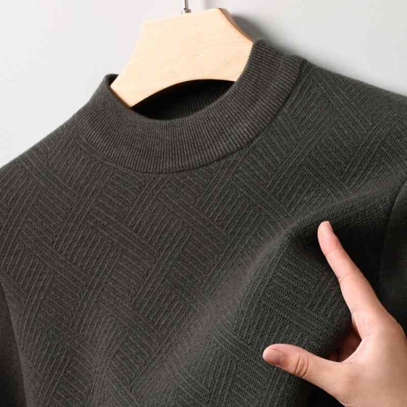 ニット メンズ クルーネック プルオーバー シェニール ビニロン混 高級感 秋冬 長袖 ストレートフィット カジュアル おしゃれ トップス ブラック カーキ ベージュ 大きいサイズ 男性用