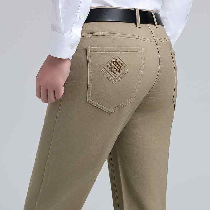 パンツ メンズ 男性用 スリムフィット 綿 コットン ストレッチ 無地 ストレート ミドルウエスト フルレングス ノーアイロン イージーケア 通気性 普段使い カジュアル 着回し 韓国 秋冬｜おうち健康生活