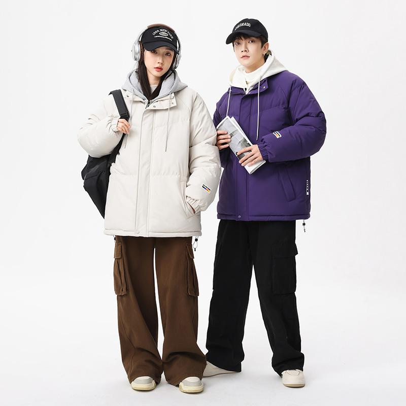 中綿ジャケット メンズ レディース フード付き フェイクレイヤード 厚手 防寒 保温 ゆったり オーバーサイズ パファージャケット 冬 アウター カジュアル