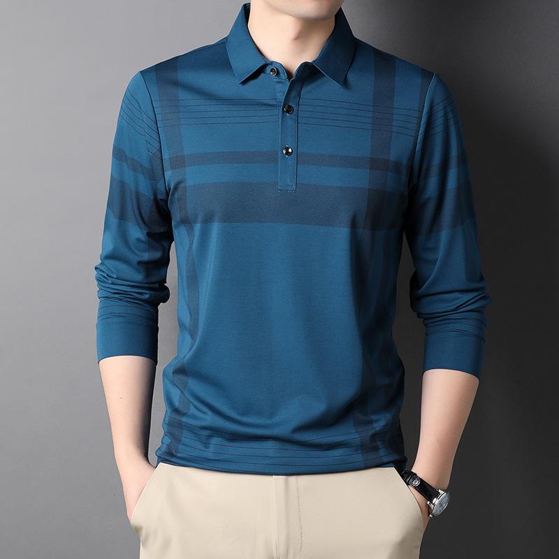 Poloシャツ メンズ 男性用 長袖 ゆったり ルーズフィット 大きいサイズ ビッグシルエット 襟付き 薄手 カジュアル ビジネス オフィス 通勤用 春秋 トップス