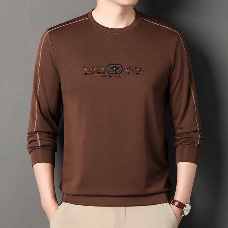 Tシャツ メンズ 長袖 春秋 シルケット加工綿 綿混 クルーネック ラインストーン装飾 ゆったり ビッグシルエット ストレッチ 薄手 通気性 吸汗速乾 高級感 カジュアル 普段使い カットソー トップス
