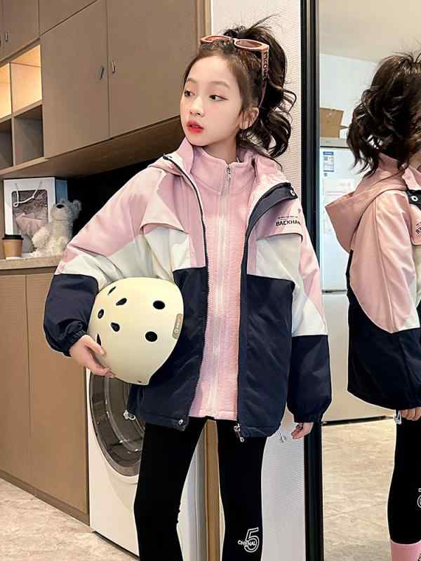 マウンテンパーカー ガールズ 3WAY 防寒 中綿 厚手 フード付き 秋冬 アウター ジュニア 小学生 通学 かわいい おしゃれ ピンク ポリエステル