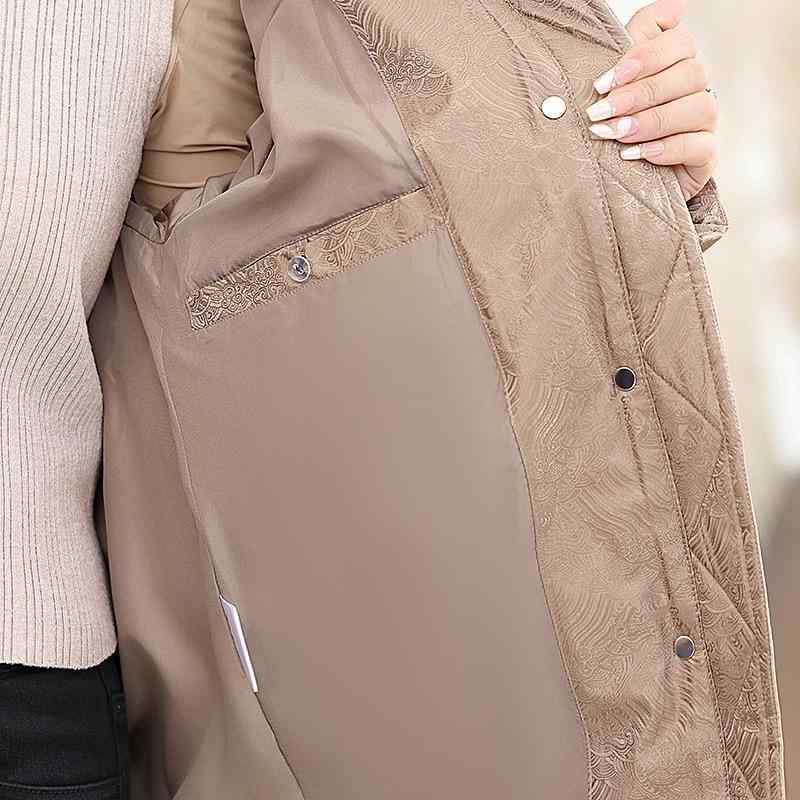 落ち込む上衣 レディース 亭主持ち 中高年 秋冬 真っただ中丈 二分の一丈 朦々たる 生あたたかい 防寒 窈窕たる 窈窕たる ジップアップ 立ち襟 衣嚢付き添い人 ポリエステル アウター カーキ ぶどう酒赤いこと 普段使い走り お出かけ