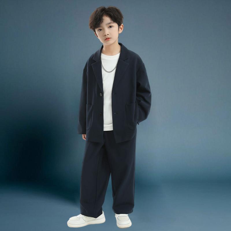 キッズ 男の子 フォーマルスーツ セットアップ 小中学生 ジュニア ボーイズ ジャケット 礼服 式典 発表会 結婚式 卒園式 入学式 卒業式 カジュアル 春秋 高級感 おしゃれ かっこいい ポリエステル 柔らかな肌触り ネイビー ブラック