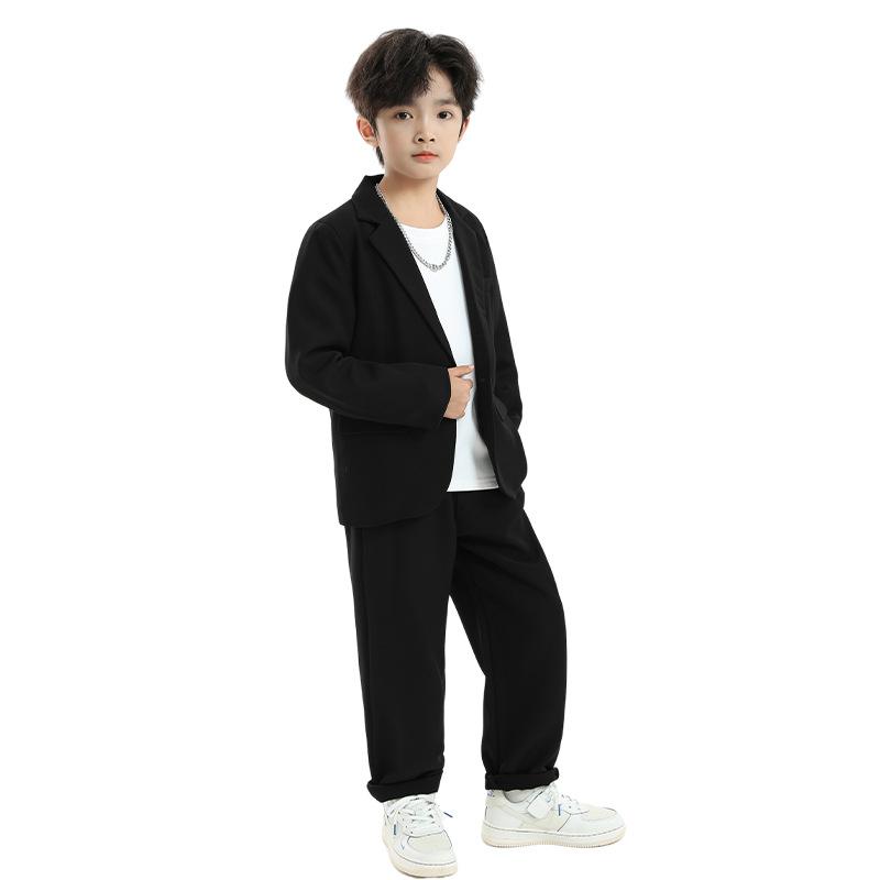 スーツ 男の子 子供 キッズ フォーマル ジャケット パンツ セットアップ 2点セット 発表会 演奏会 結婚式 卒園式 入学式 卒業式 セレモニー ブリティッシュ おしゃれ カジュアル 春秋 ポリエステル ブラック ブルー