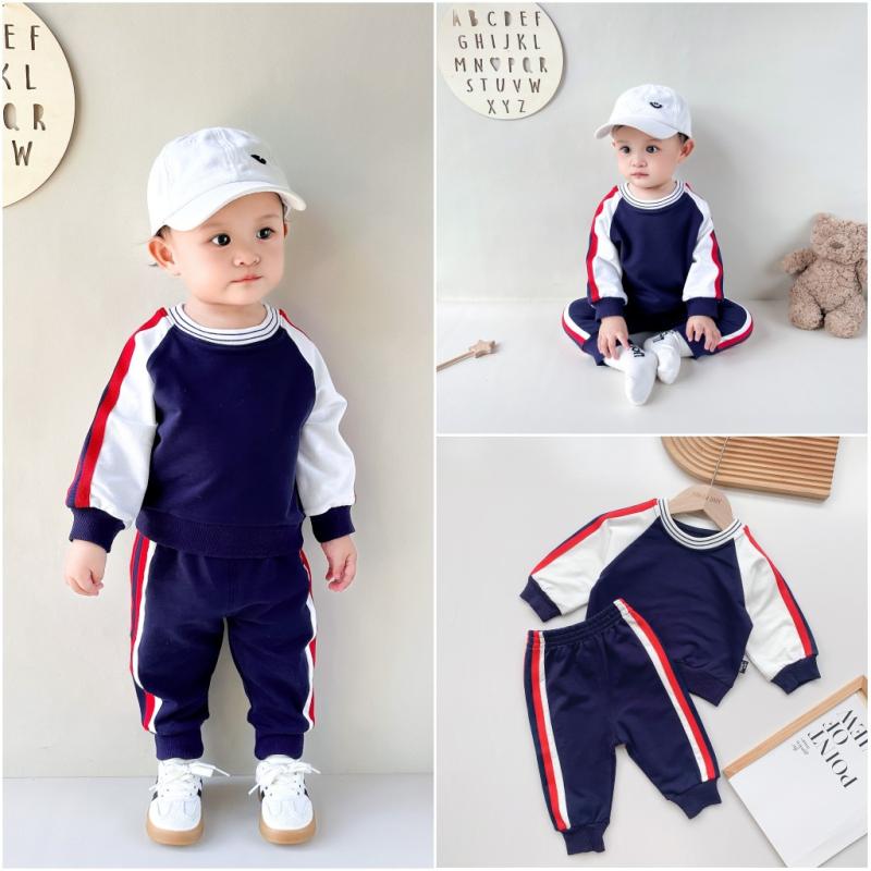 セットアップ キッズ 男の子 ベビー 幼児 プルオーバー 切り替え バイカラー スポーツウェア 運動服 綿 長袖 長ズボン 秋 カジュアル ルームウェア おしゃれ ソフト