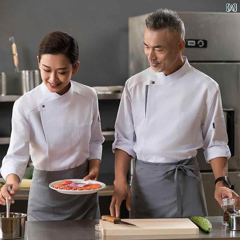 コックコート 男女兼用 長袖 七分袖 ホテル 厨房 飲食店 レストラン 料理 調理師 制服 ユニフォーム 作業着 綿混 防汚 秋冬