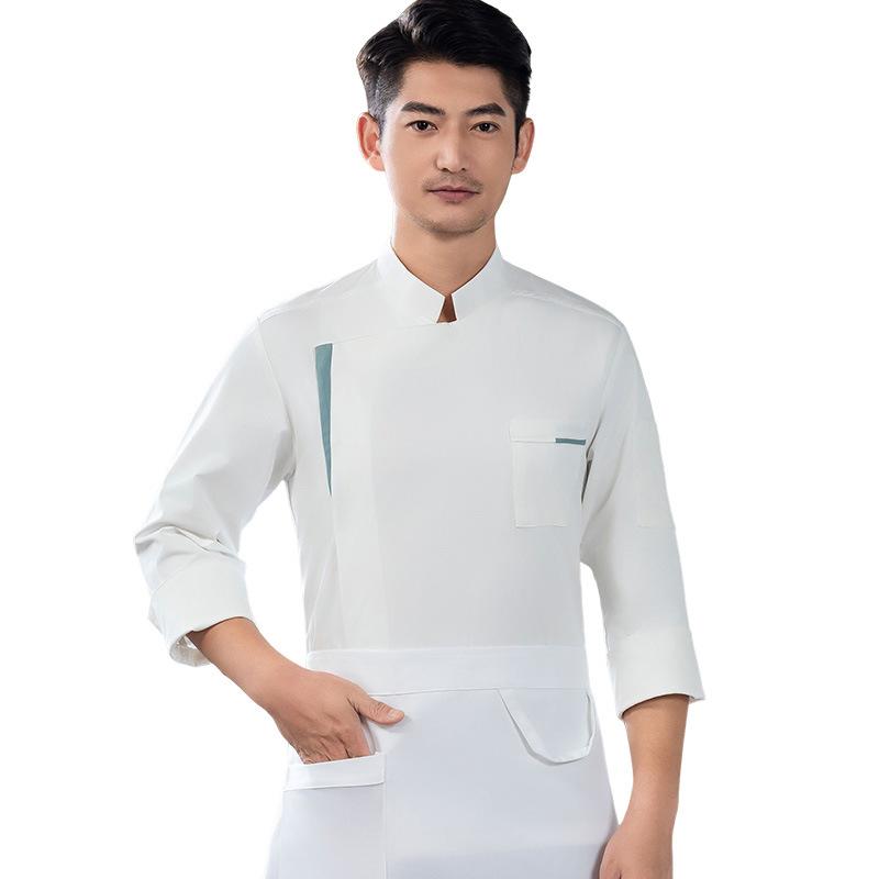 コックコート メンズ 男性用 ホテル レストラン 飲食店 厨房 調理師 シェフ パティシエ 作業服 長袖 吸湿速乾 綿混 白 黒 秋冬 4,236円