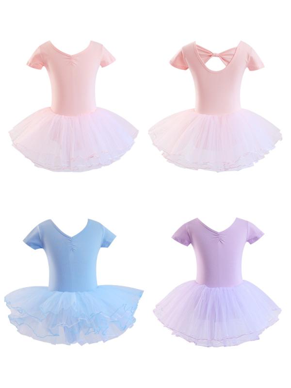 レオタード 女の子 子供用 キッズ 春夏 バレエスカート ダンススカート 半袖 練習着 レッスン着 発表会衣装 中国舞踊