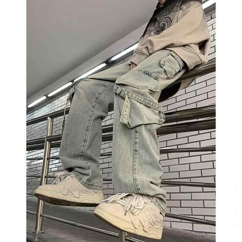 デニムパンツ メンズ トレンド 若者向け ワイドパンツ ルーズフィット カジュアル きれいめ おしゃれ 普段使い 万能 ロングパンツ 上品 着回し力抜群 ゆったり ストリートファッション