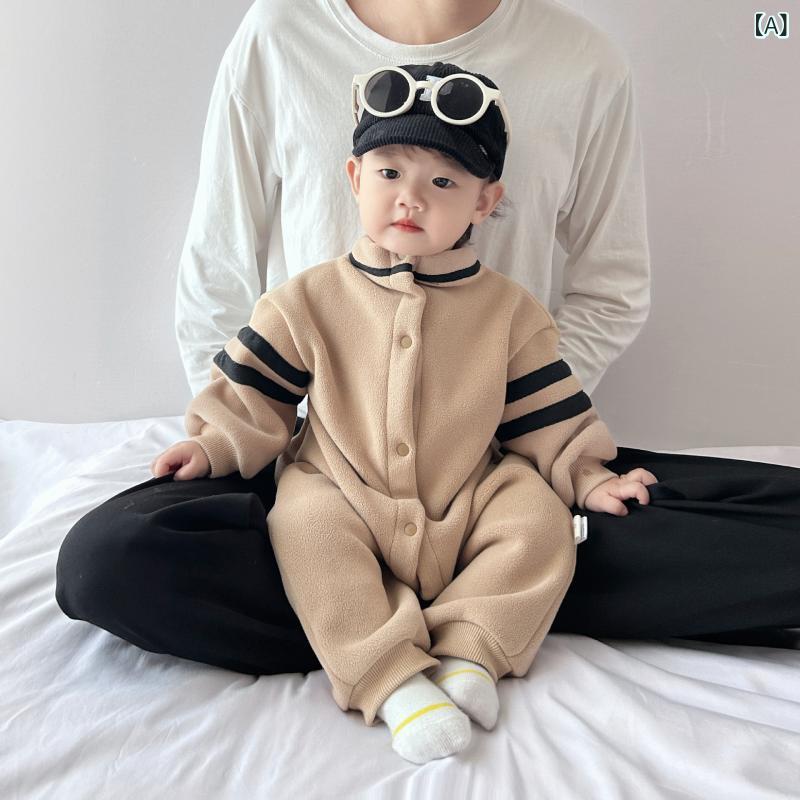 ロンパース 男の子 冬物 フリース 裏地 厚手 保温 防寒 新生児 赤ちゃん カバーオール 普段着 お出かけ カジュアル おしゃれ かわいい