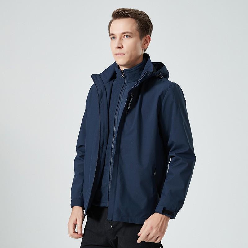 フリース ジャケット メンズ レディース 防水 防風 保暖 脱着式 内胆 アウトドア 登山 徒歩 キャンプ ポリエステル フード 秋冬 黒 赤 緑