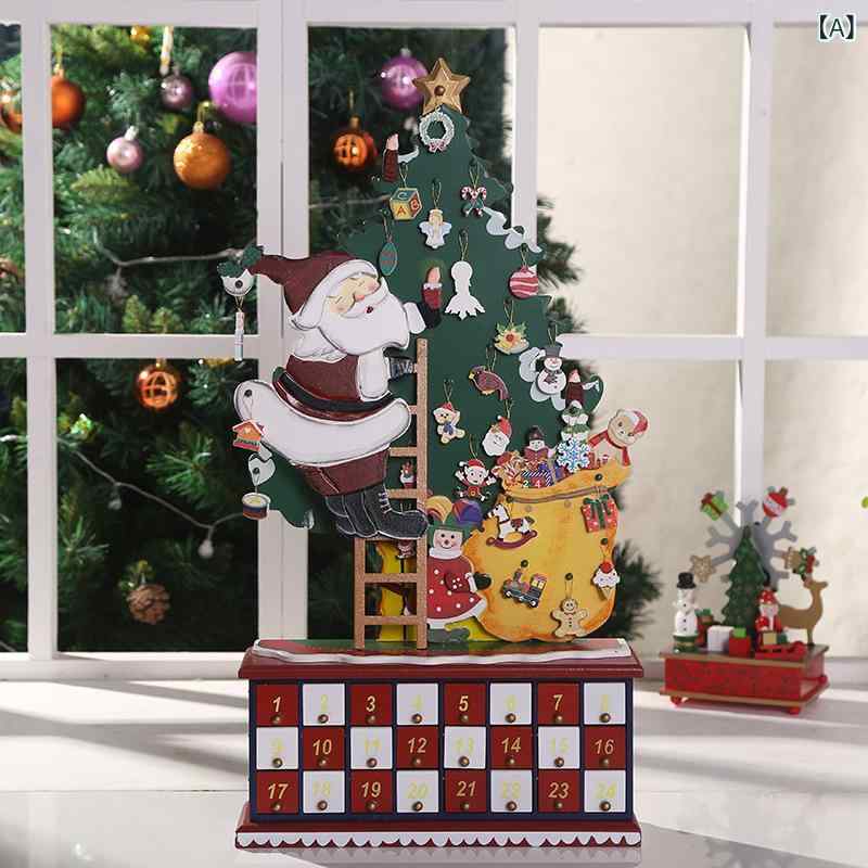 クリスマス 置物 サンタクロース 木登り カウントダウン カレンダー 木製 クリスマスツリー デコレーション キャンディ 収納 ボックス クリエイティブ テーブル インテリア 冬