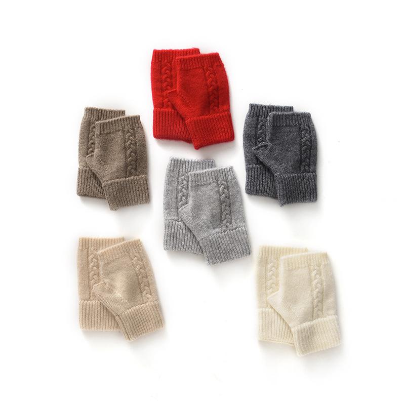 手袋 女性用 半指 ニット 厚手 暖か 秋冬 白 ベージュ グレー 欧米風 通勤 ファッション ウール混 軽量 伸縮性
