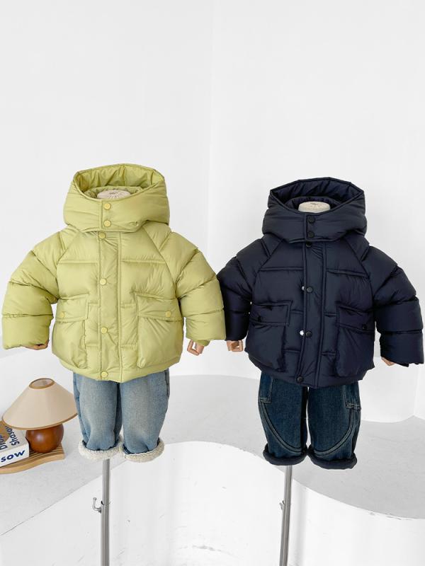キッズ コート 男の子 女の子 秋冬 韓国 防水 厚手 保温 フード ジップアップ ハイネック 黒 緑 ポリエステル 柔軟 無地 アルファベット プリント アウター ジャケット 子供服 暖か ストリート 欧米風