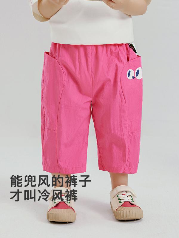 キッズ 男の子 女の子 カジュアル ハーフパンツ 夏 綿 ナイロン 混紡 伸縮性 無地 カートゥーン調 プリント ゴム ウエスト ミドル丈 赤 ピンク カーキ 普段使い 軽量 柔らかい 素材