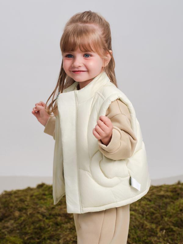 ダウン ベスト キッズ 男の子 女の子 冬 無地 保温 かわいい ショート ゆったり カジュアル 厚手 ジップアップ 無袖 ナイロン ポリエステル 防水 軽量 ピンク ベージュ ブルー
