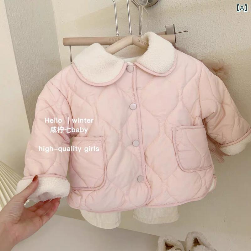 女の子 キッズ 冬用 コットン混紡 厚手 保暖 コート ピンク かわいい 韓国 柔軟素材 トレンド 幼児 普段使い