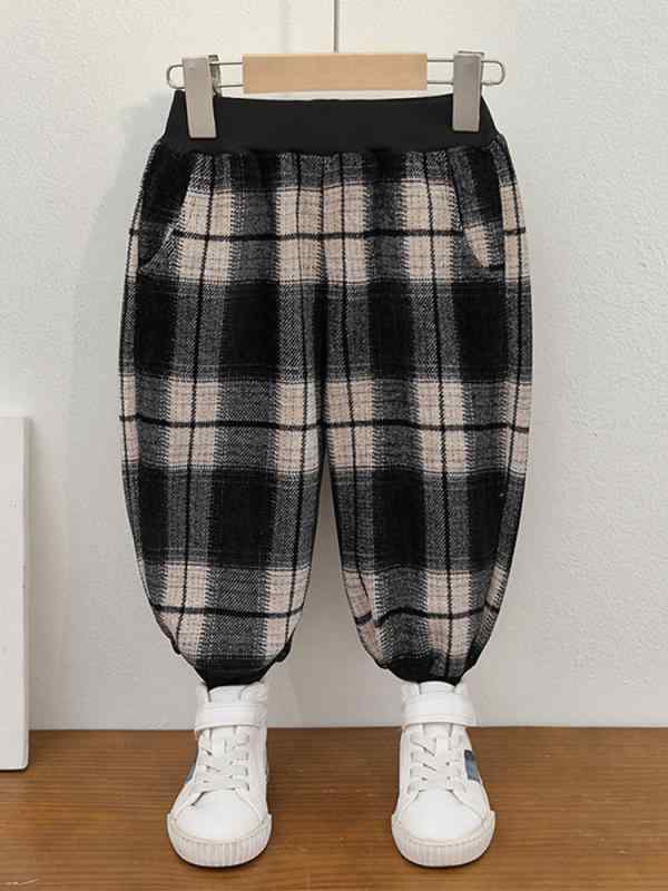 子供 パンツ 男の子 女の子 秋冬 暖か 厚手 ロング カジュアル 綿 チェック柄 柔らかい ゴムウエスト ミッドライズ 保温 普段使い 柔軟素材 中小童 3歳から8歳