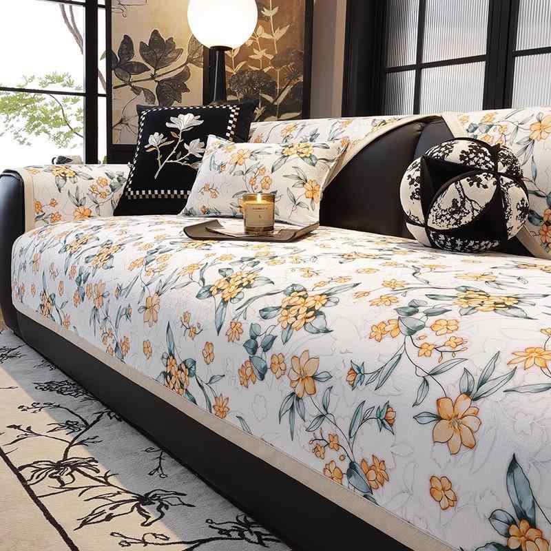 ソファー シート カバー オールシーズン 防滑 スニール 素材 シンプル スタイル 植物 花柄 高級感 座 パッド 滑り止め リビング インテリア 布 巾 組み合わせ 対応