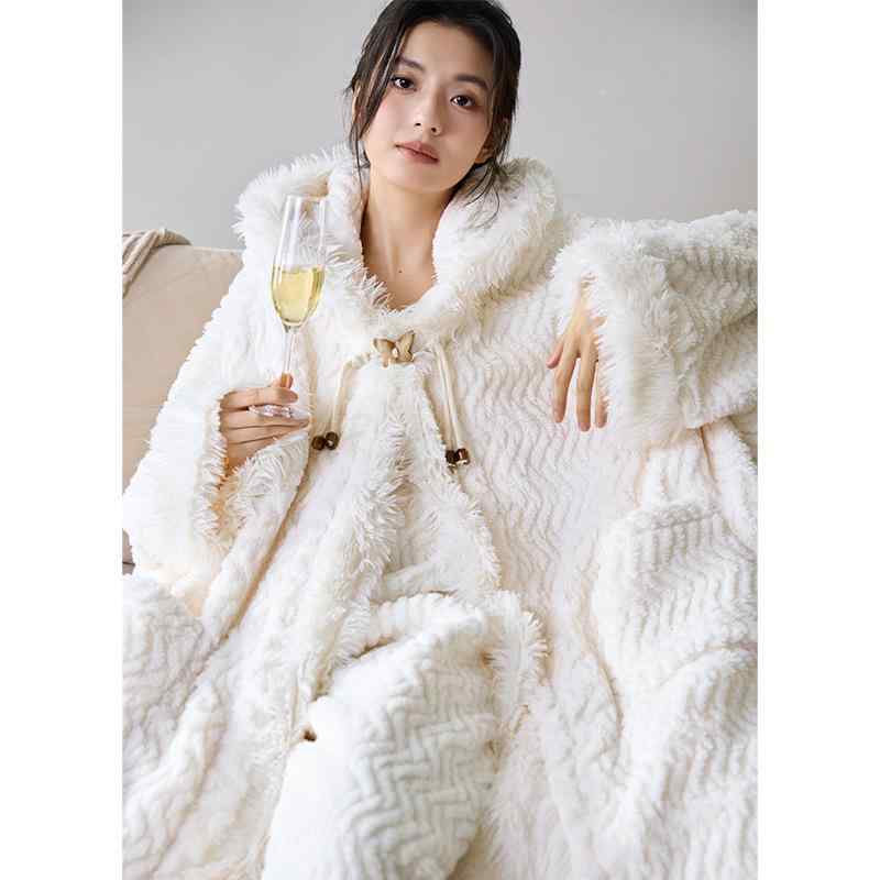 レディース 冬 厚手 フランネル パジャマ セット フード付き ケープローブ 中長丈 ルームウェア 暖か 快適 ストレッチ カジュアル ホームウェア 外出着 5,163円