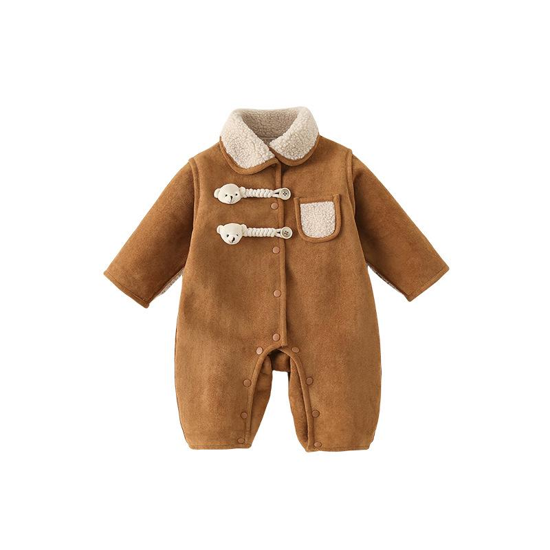 ベビー ロンパース 男の子 女の子 秋冬 厚手 綿入り 長袖 ポリエステル ブラウン ハイハイ服 外出 暖か 韓風 4,403円