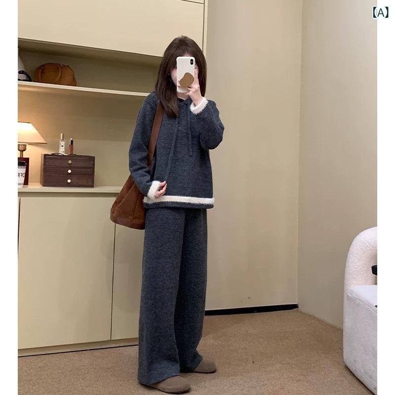 授乳服 秋冬 レディース マタニティ 妊婦 縦開き ニット 長袖 トップス セット 産後 外出 デイリー ゆったり シルエット カジュアル 小柄 無地 黒 グレー 韓国 おしゃれ かわいい