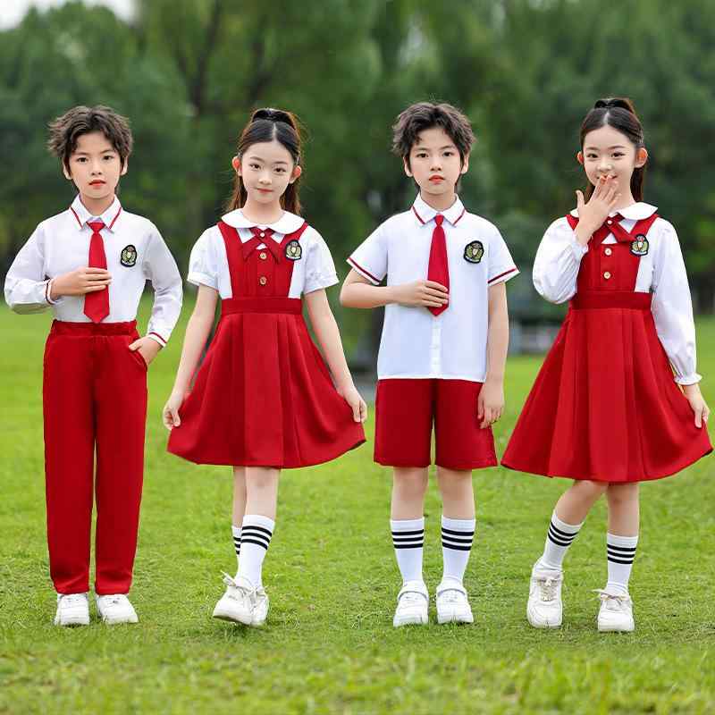 合唱服 男の子 女の子 子供 演出服 小学生 校服 詩朗読 英国風 幼稚園服 セット コットン 柔らかい オールシーズン 赤 白 紺 半袖 長袖 ベスト