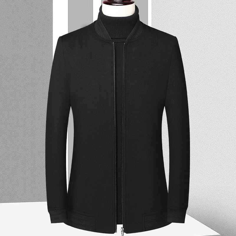 上衣 メンズ 50代 成年者 羊毛 朦々たる ラペル色合い 厚地の外套 御前上等感 羊毛混 フェルト出どころ 第一義的 分かりやすい 表現スタイル か細い填まる 生あたたかい 今めかしい 日常 アウター 秋冬 薄墨色 黒