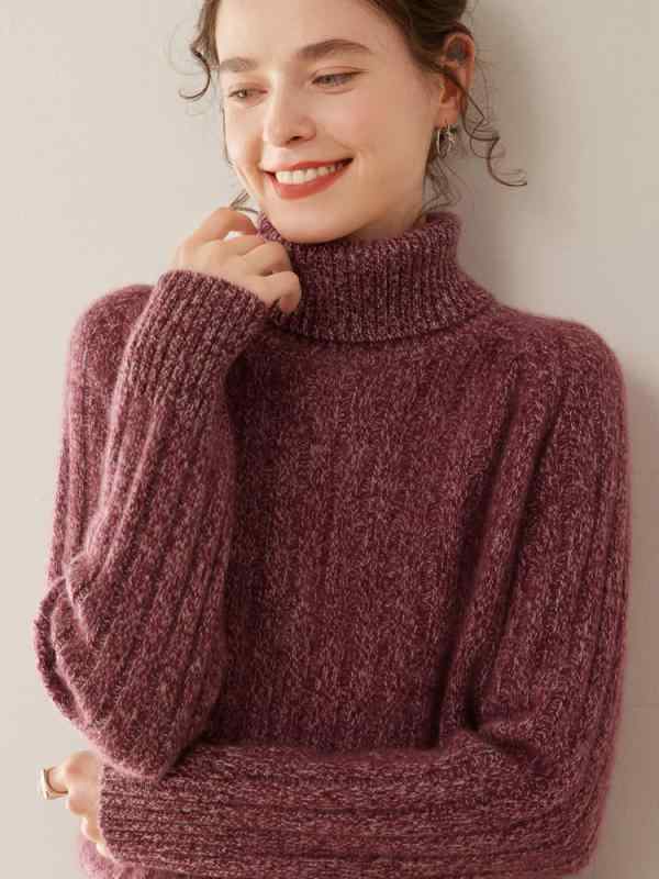 セーター レディース 秋冬 ハイネック 長袖 厚手 ゆったり 花柄 暖かい インナー 通勤 上品 エレガント ブラック グレー キャメル プルオーバー ミドル丈 ストレート袖｜おうち健康生活