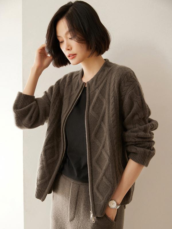 ジレー レディース 秋冬 編み物  絨毛 混紡 ゆったり 労働者の一団のど首 長袖 ミドルウェイト 分かりやすい 心地好い 薄墨色 ベージュ 白いこと レディースファッション-セーター-トップス