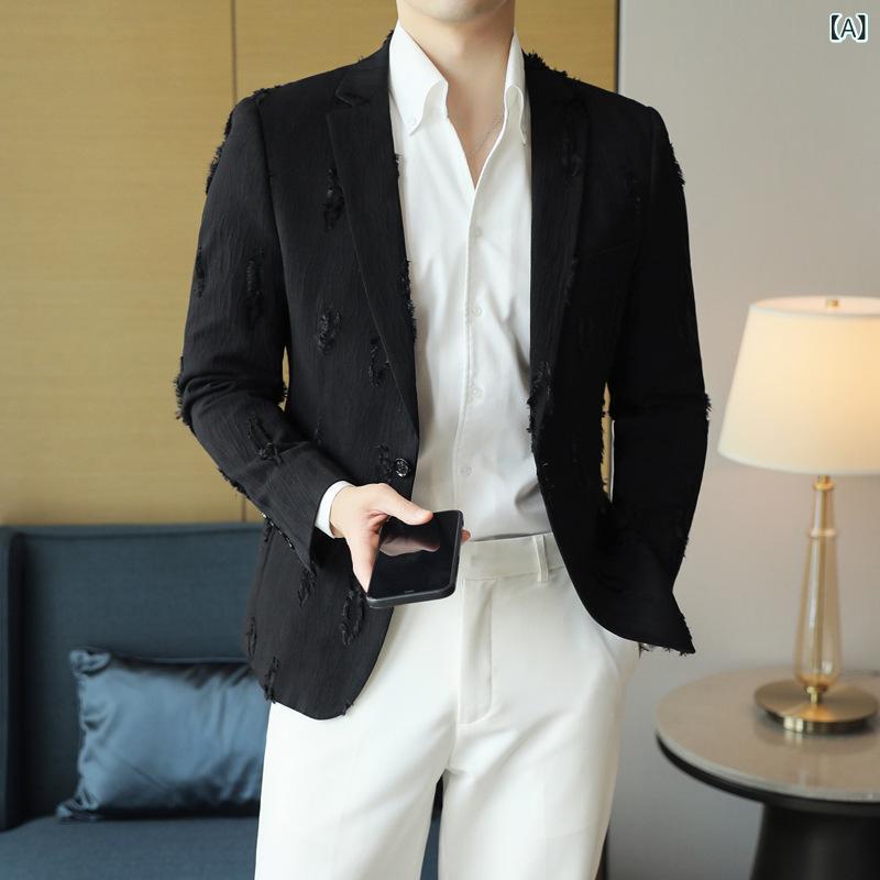 ジャケット メンズ 花柄 スリムフィット 春夏 ビジネス コーデュロイ 麻混 シングルブレスト ワンボタン 黒 ゴールド 通勤 普段使い