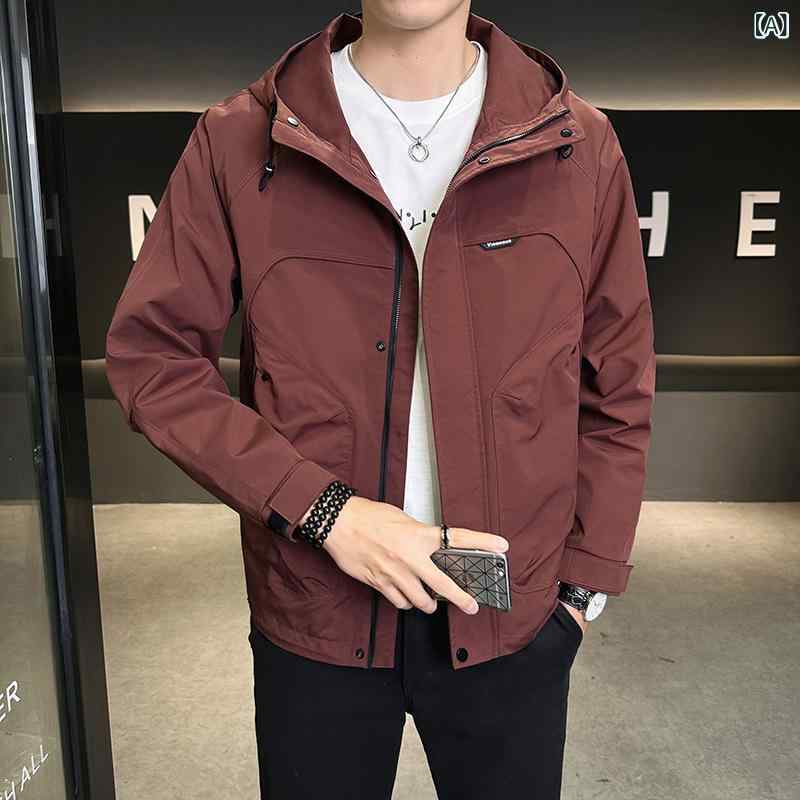 ジャケット メンズ フード 襟 スリム カジュアル 春 コーデュロイ ウサギ毛 薄手 長袖 耐摩耗 普段使い スタイリッシュ ユース ベーシック ダークレッド 軍緑 カーキ