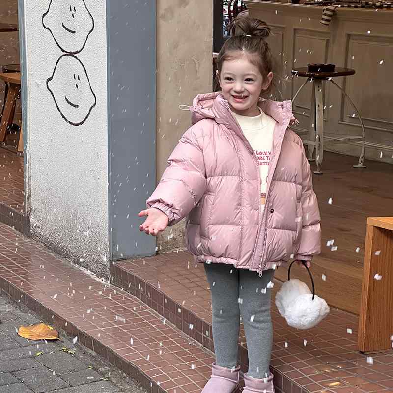 ダウンジャケット 男の子 女の子 冬 白鴨ダウン ルーズフィット 無地 韓国 柔軟 ナイロン ポリエステル 着脱フード 暖かい かわいい トレンド 黒 ブルー ピンク|おうち健康生活