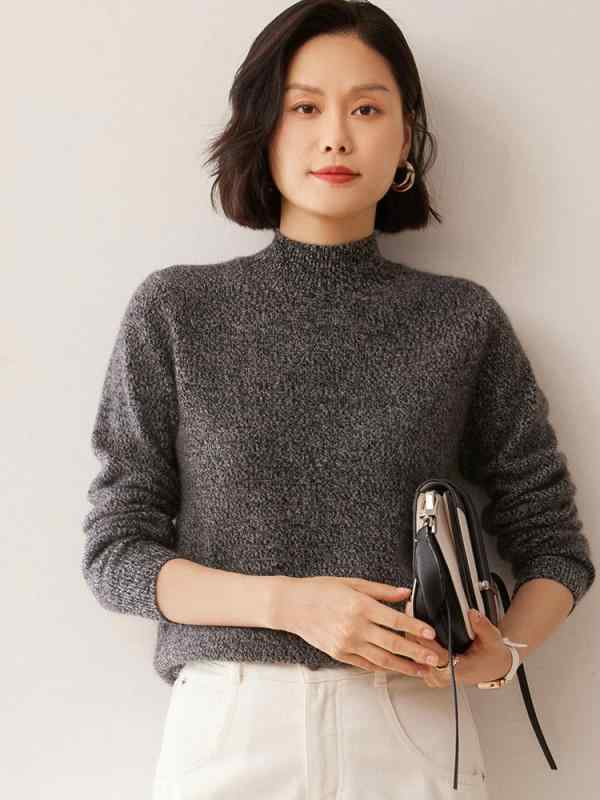 ニット レディース 秋冬 厚手 長袖 ハーフハイネック 混紡 ゆったり ミドル丈 正肩 花柄 レース ギャザー インナー トップス 通勤 上品 プルオーバー 赤 キャメル ブラック｜おうち健康生活