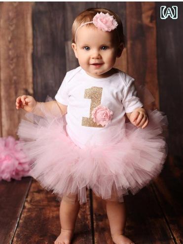 スカート 女の子 ベビー チュチュスカート 誕生日 パーティー セット 1歳 記念撮影 かわいい ピンク メロンピンク ディープピンク Aライン ポリエステル 秋 新生児 欧米スタイル