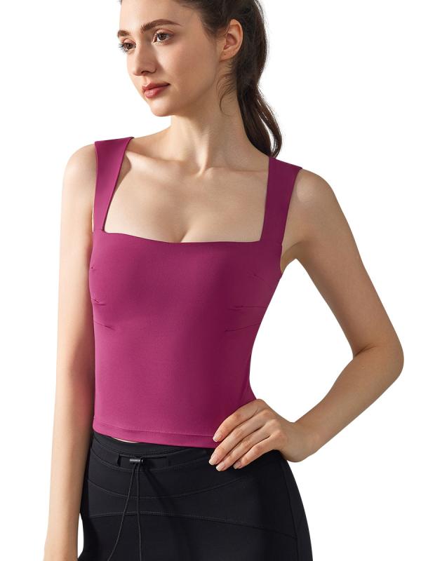 ヨガタンクトップ レディース ノースリーブ 腰丈 胸パッド スリムフィット 伸縮性素材 フィットネス インナー アウター 夏 グリーン ベリーレッド ブラック