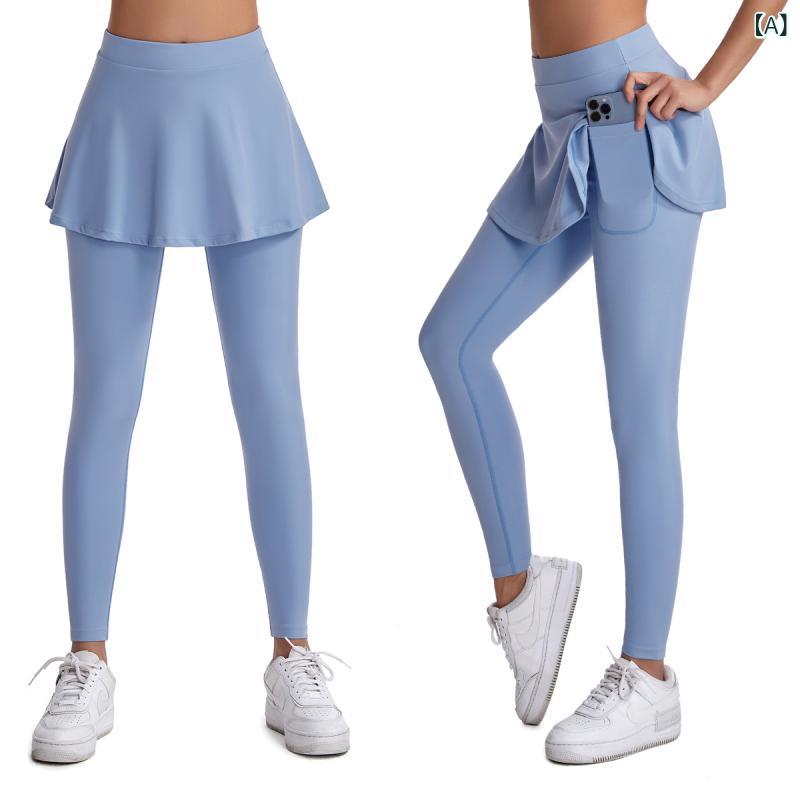 スカートパンツ レディース プリーツ ハイウエスト ヒップアップ ヨガ テニス トレーニング 見え防止 吸湿速乾 伸縮性 ナイロン スパンデックス 秋冬 ネイビー ブラック ホワイト