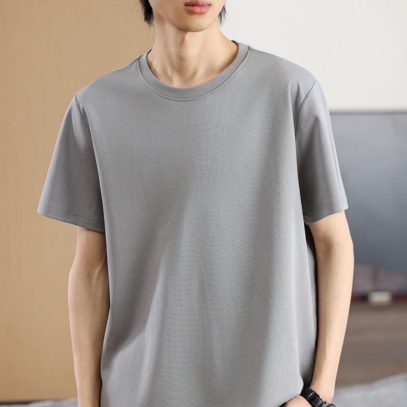 Tシャツ メンズ 半袖 丸首 プルオーバー 無地 コットン 光コットン ゆったり インナー 薄手 春夏 吸湿速乾 大きいサイズ カジュアル ファッション シンプル 普段使い ブラック グレー 白 トップス
