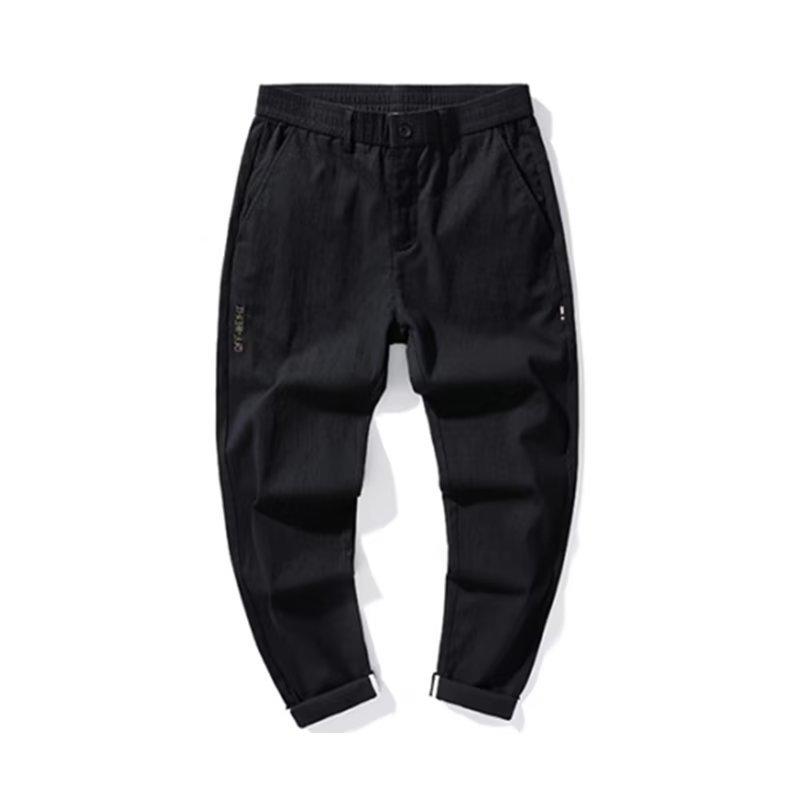 パンツ メンズ デニム風 ストレート スリムフィット 伸縮性 カジュアル ミッドライズ ロング丈 ウォッシュ加工 ポリエステル混紡 綿混紡 オールシーズン 普段使い 黒 グレー グリーン