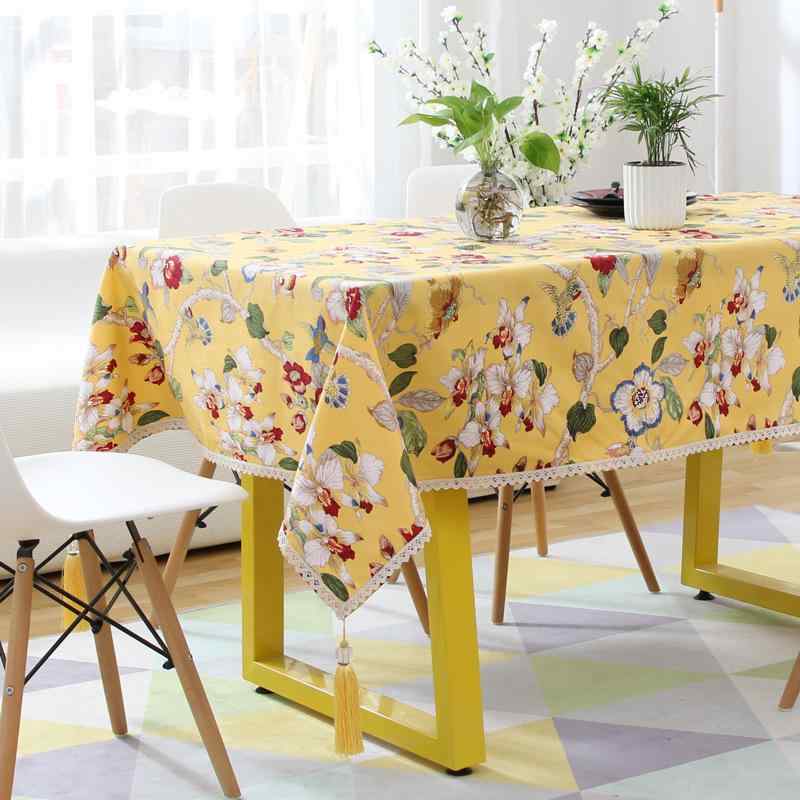 テーブルクロス 綿麻 花柄 クラシカル 上品 爽やか 長方形 家庭 インテリア リビングルーム ダイニングテーブル ティーテーブル カバー 装飾 赤 ブラウン 白 シンプル