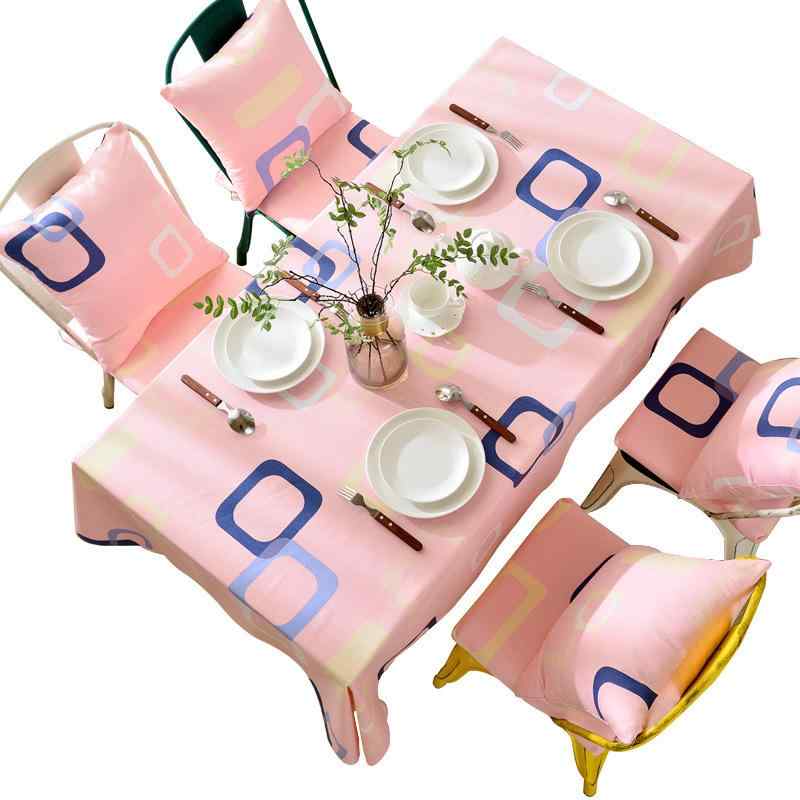 テーブルクロス ピンク チェック柄 かわいい カートゥーン柄 綿素材 滑り止め おしゃれ装飾 長方形 ダイニング デスク 食卓 ガーリー インテリア