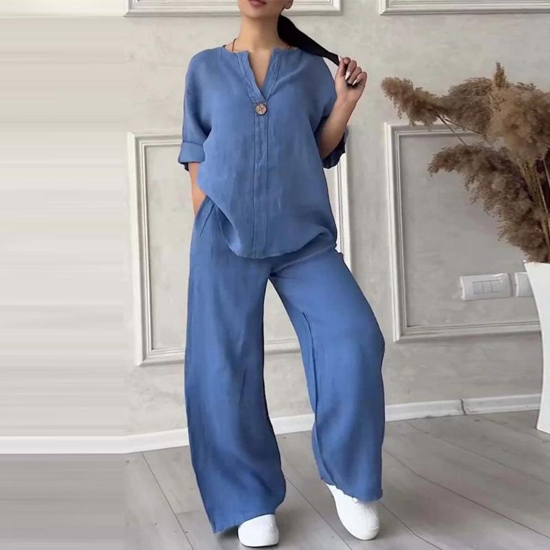 セット レディース 長袖 トップス ロングパンツ 通勤 快適 ポケット ポリエステル 混紡 純色 秋 ピンク 黒 白