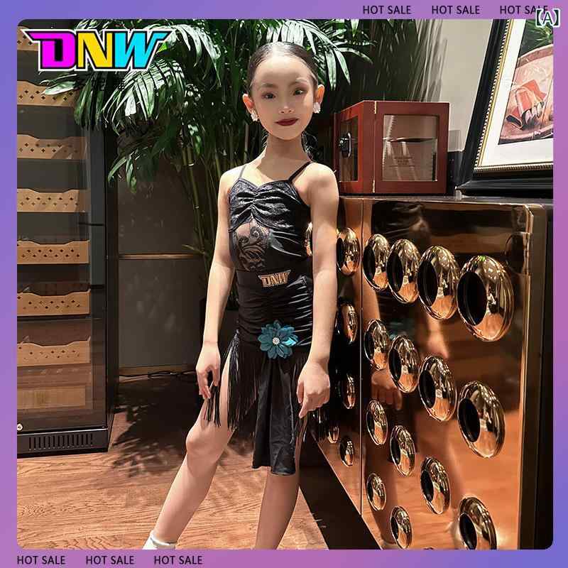 ダンス服 女の子 子供 夏 ラテン舞 練習着 演出衣装 セット ナイロン素材 黒 花柄 プリント キャミソール スカート ブルー フラワー かわいい おしゃれ ステージ コスチューム