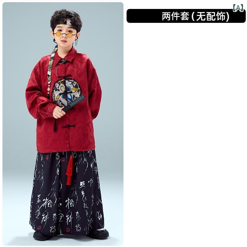 演出服 子供 男の子 女の子 漢服 中国風 古典古装 合唱 ダンス衣装 街舞 チアリーディング セット 綿素材 柔軟処理 快適 軽量 オールシーズン ステージ 発表会 幼稚園 学校 かわいい
