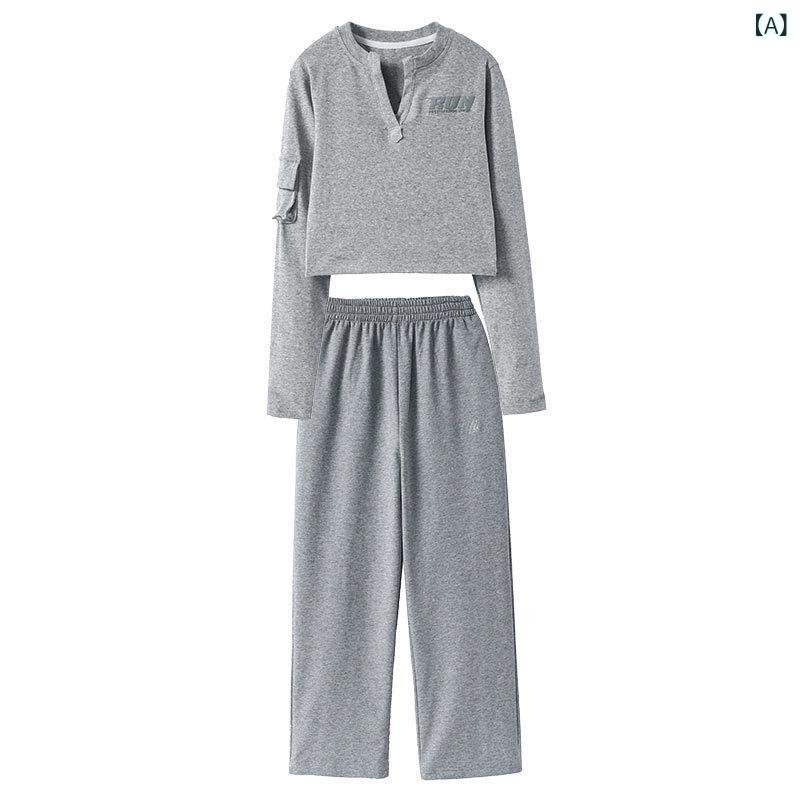 ダンス衣装 女の子 ジャズダンス ストリートダンス 練習着 トップス パンツ セット 綿素材 グレー ブラック 春秋 ヒップホップ スタイル 柔らかい 伸縮性 普段使い ステージ 演出 かわいい 動きやすい